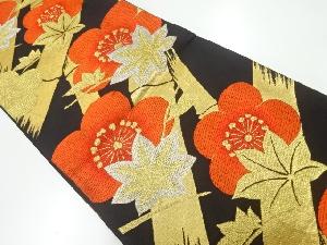 アンティーク　竹に梅楓模様織出し袋帯（着用可）